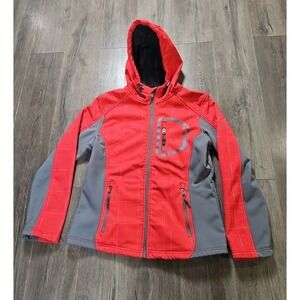 Ski Jacket Cb‎ Size Youth Medium Red Hooded Lined Soft Shell Jacket 1323